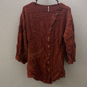 Free People Rust Button-Up Top